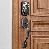 RE001 Electronic Keypad Deadbolt, Keyless Entry Door Lock, Keyed Entry, Auto Lock, Smart Lock with Handle, Front Door Handle Sets, Anti-Peeking Password, Oil-Rubbed Bronze