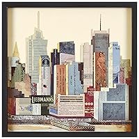 Empire Art Direct Dimensional Collage Framed Graphic Paper Under Glass Wall Art by Alex Zeng Ready to Hang, 25