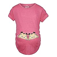 Crazy Dog T-Shirts Maternity Peeking Twin Girls Tshirt Cute Adorable Pregnancy Tee for Mom to Be