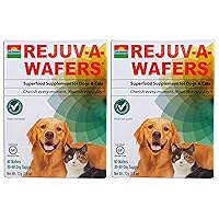SUN CHLORELLA Rejuv-A-Wafers - Chlorella & Eleuthero Superfood Supplement For Dogs And Cats (60 Wafers) PACK OF TWO