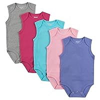 Hanes Unisex-Baby Hanes Baby Bodysuits, Ultimate Flexy Sleeveless For Boys & Girls, 5-Pack