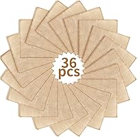36 Pieces 6 x 6 Inches Burlap Squares Jute Burlap Finished Edges Square Fabric Farmhouse Burlap Squares Overlay for Home Party Wedding Table Cover Centerpieces Craft Supplies