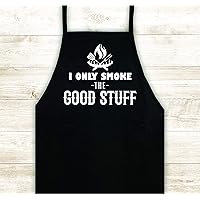 I Only Smoke the Good Stuff Apron Custom Design Heat Press Vinyl Bbq Cook Grill Barbeque Chef Funny Gift Cow Steak Men Pig Pork Bacon Party Bake Girls Food Father Gift Birthday