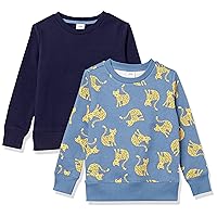 Amazon Essentials Girls and Toddlers' Fleece Crew-Neck Sweatshirts, Pack of 2