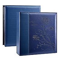 Artmag Photo Picutre Album 4x6 500 Photos, Extra Large Capacity Leather Cover Wedding Family Photo Albums Holds 500 Horizontal and Vertical 4x6 Photos with Black Pages(Blue)