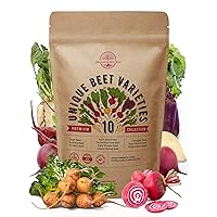 10 Rare Beet Seeds Variety Pack for Planting Indoor & Outdoors 1000+ Heirloom Non-GMO Bulk Beets Gardening Seeds: Chioggia, Detroit Dark Red, Sugar, Cylindra, Bulls Blood, White Albino