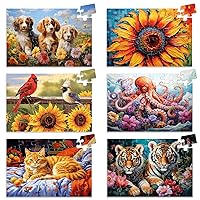 6 Packs Large Piece Puzzle for Seniors- 36 Pieces Dementia Puzzles for Elderly Adults, Alzheimer’s Puzzles Memory Cognitive Games Easy Jigsaw Puzzles for Elderly Seniors with 6 Storage Bags