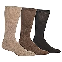 Chaps Men's Solid Mock Rib Casual Crew Socks-3 Pair Pack-Poly Cotton Blend