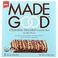 Chocolate Drizzled Granola Bars, Vanilla Flavor, 5 Pack (30 bars); Gluten Free Oats and Delicious Chocolate Chips; Contains Nutrients of One Serving of Vegetables; Allergy-Friendly, Full of Chewy, Tasty Goodness, 4.25 Oz (Pack of 6)