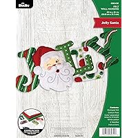 Bucilla Felt Applique Wall Hanging Kit, Jolly Santa, Perfect for Holiday DIY Arts and Crafts, 89645E, Multi