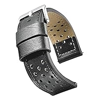 ALPINE Genuine leather thick stitched sporty watch band (fits wrist sizes 6-7 1/2 inch)- black, brown - 22mm, 24mm, 26mm