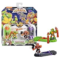 Legends of Akedo Teenage Mutant Ninja Turtles. Mini Battling Warriors Versus Pack Michelangelo Vs Bebop With 2 Figures, 1 Instruction Manual, 2 Trigger Controllers