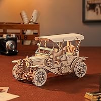 ROBOTIME MC801 Vintage Car 3D Puzzle, 3D Wooden Puzzle Retro Car Model Kits to Build for Adults, Gift for Antique Car Lovers Aesthetic Home Decor