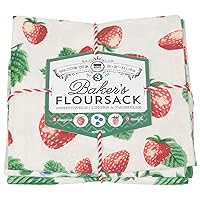 Berry Patch Cotton Floursack Kitchen Dish Towels 20 x 30in, Set of 3, Red, Blue, Green, White