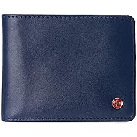 Alpine Swiss Mens Connor RFID Bifold Wallet Passcase Smooth Leather Comes in a Gift Box Blue