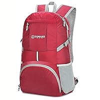 ZOMAKE Lightweight Packable Backpack 35L - Light Foldable Backpacks Water Resistant Collapsible Hiking Backpack - Compact Folding Day Pack for Travel Camping(Red)