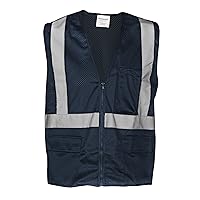 1284-BZ-5-2XL Polyester Mesh SAFETY Vest with Zipper & 2