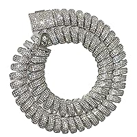 Mens Women 14k White Gold Finish 16mm Cuban Rope Link Chain Choker Iced Out Rappers Necklace Iced Prong Set Rope Chain for Men, Rope Link Chain Choker Necklace