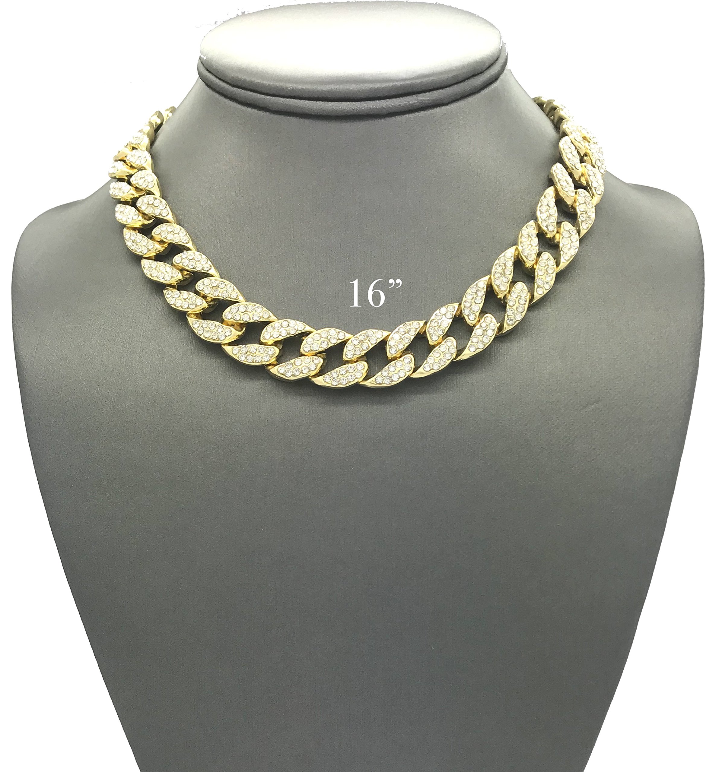 Mens Iced Out Hip Hop Gold tone CZ Miami Cuban Link Chain Choker Necklace