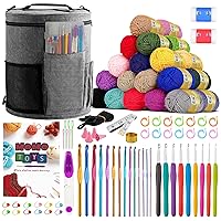 MOMOTOYS Beginner Crochet Kit w/ 130 Page Book, Crochet Yarn Set, Crochet Hook Kit & Crochet Needle Kit - Crochet Kits for Beginners - Crocheting Kit - Crochet for Beginners Kit - Adults & Kids