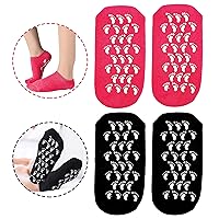 Moisturizing Socks, 2 Pairs Gel Socks Soft Moisturizing Gel Socks, Gel Spa Socks for Repairing and Softening Dry Cracked Feet Skins, Gel Lining Infused with Essential Oils and Vitamins (Pink & Black)