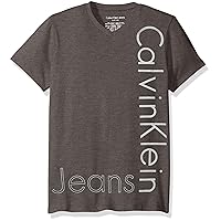 Calvin Klein Boys Short Sleeve V-Neck T-Shirt, Embroidered Logo on Chest, Solid Color,
