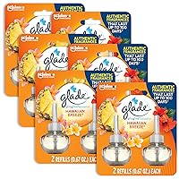 Glade PlugIns Refills Air Freshener, Scented and Essential Oils for Home and Bathroom, Hawaiian Breeze, 1.34 Fl Oz, 6 Count
