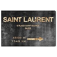 Oliver Gal Fashion and Glam Modern Canvas Wall Art Saint Sulpice Road Sign Ready to Hang Home Decor 10.0 x 15.0 Black and Gold Canvas Art for Bedroom
