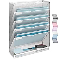 NEATERIZE Item Container, Mail Organizer for Wall, Mesh Hanging File Organizer, For Papers, Folders, Files Clipboard & Magazine Organization - Home, Office Classroom Or Doctor, Metal, White