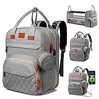 Arrozon Diaper Bag Backpack, Baby Shower Gifts, Diaper Bag for Boys Girls, Waterproof Travel Baby Bag with Changing Station, Baby Registry Search Baby Essentials (Grey)