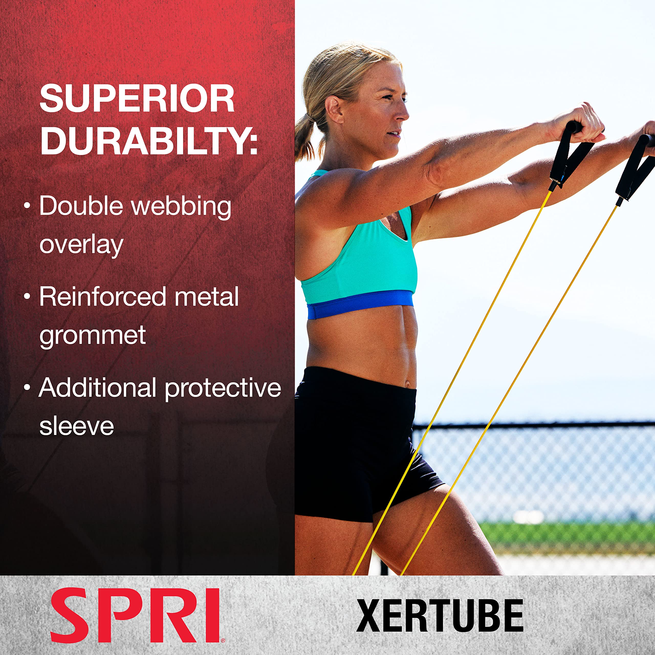 SPRI Xertube Resistance Bands with Handles – All Exercise Cords Sold Separately with Home Gym Workout Fitness Door Anchor Attachment Option