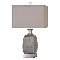 MY SWANKY HOME Textured Rust Bronze Gray Table Lamp | Silver Contemporary Industrial Elegant