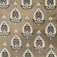 Luxurious Woven Jacquard Motif Design Heavy Furnishing Fabric for Upholstery, Dining Chairs, Window Treatments - Width 54 inches - Fabric by The Yard (Beige/Maroon)