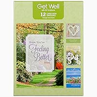 IG98641-RE Religious Get Well Soon Card Set with Envelopes, 12 Cards, 4.75'' W x 6.5'' H, Floral and Landscape Photography