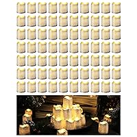 Fumete 72 Pcs Wedding Glitter Flameless Votive Candles Battery Operated Fake LED Tea Lights for Wedding Centerpieces Table Decorations for Wedding Centerpieces Valentines Birthday Party(Silver)