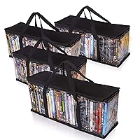 Besti Premium Quality Home DVD Storage Bags (4-Pack) Holds 160 Total Movies or Video Games, Blu-ray, | Convenient Travel Case for Media | Stackable, Easy to Carry (Black)