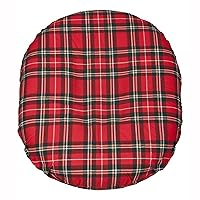 Foam Ring Cushion, Removable Cover, Plaid Cover, 18 inches