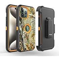 iPhone 11 Defender Case, Protective Defender Shockproof Hybrid Case Dual Layer Design Hard Cover for iPhone 11 (Clip+Camo Orange Tree)