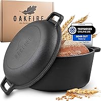 13.2 Quart Dutch Oven with Lid Lifer Handle & Stand, Cast Iron Pre Seasoned  Casserole Pot, Dual Function Lid Griddle for Home Cooking BBQ Baking,  Outdoor Camping 