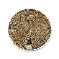 Round, Rattan Placemat with White Beads