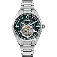 Ingersoll The Shelby Men's Automatic Watch 44mm with Green Dial Open Heart and Silver Stainless Steel Bracelet I10903B, silver, Bracelet