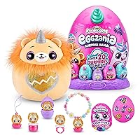 Rainbocorns Eggzania Surprise Mania Series 1 (Lion) by ZURU, Collectible Plush Stuffed Animal, Surprise Eggs, 5 Mini Eggs, Stickers, DIY Jewelry, Slime, Ages 3+ for Girls, Children