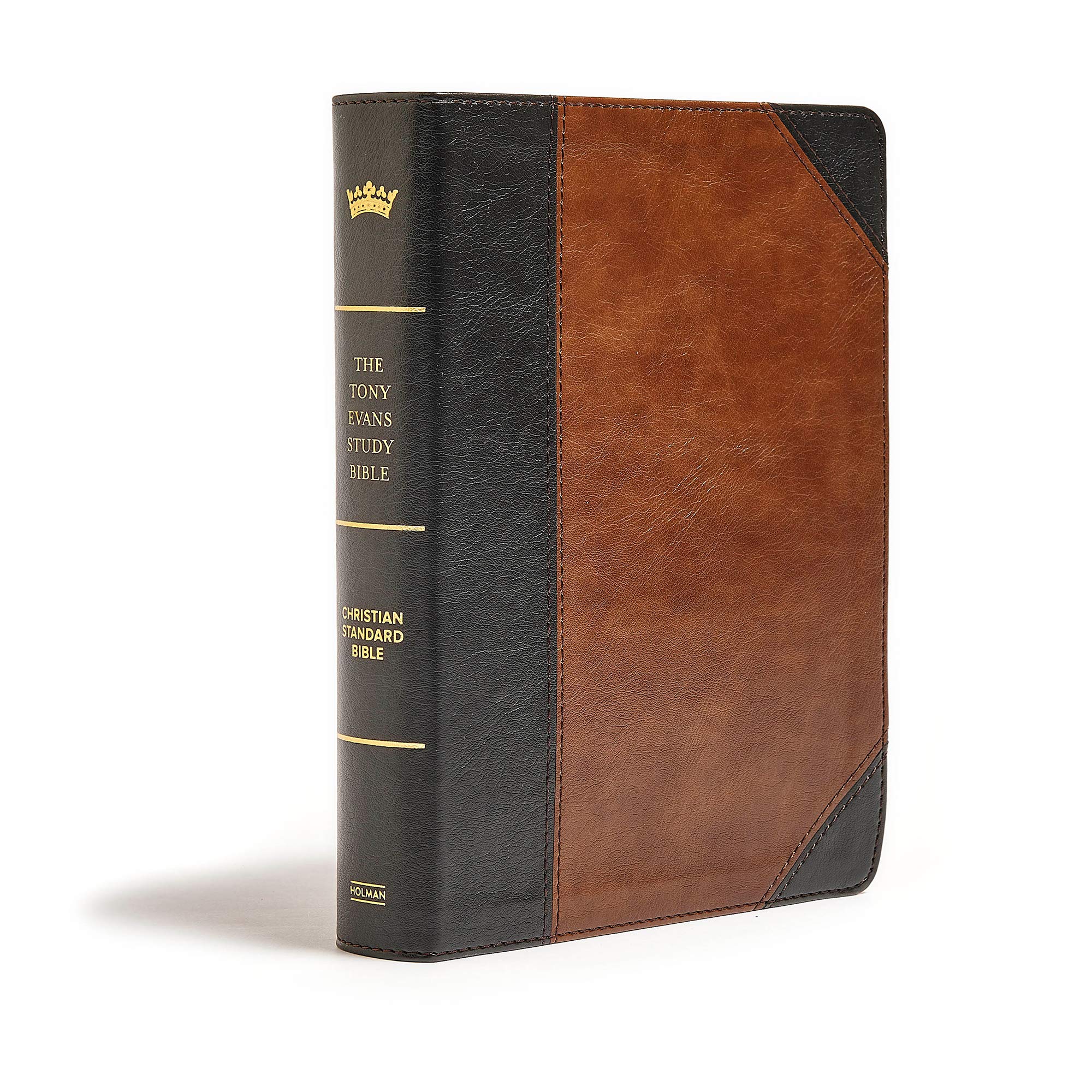 CSB Tony Evans Study Bible, Black/Brown LeatherTouch, Indexed, Black Letter, Study Notes and Commentary, Articles, Videos, Charts, Easy-to-Read Bible Serif Type