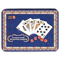 Las Vegas Poker Playing Cards with Dice and Tin