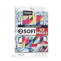 Cool Coolers by Fit & Fresh 2 Pack Soft Ice, Flexible Stretch Nylon Reusable Ice Packs for Lunch Boxes & Coolers, Prism & Cobalt