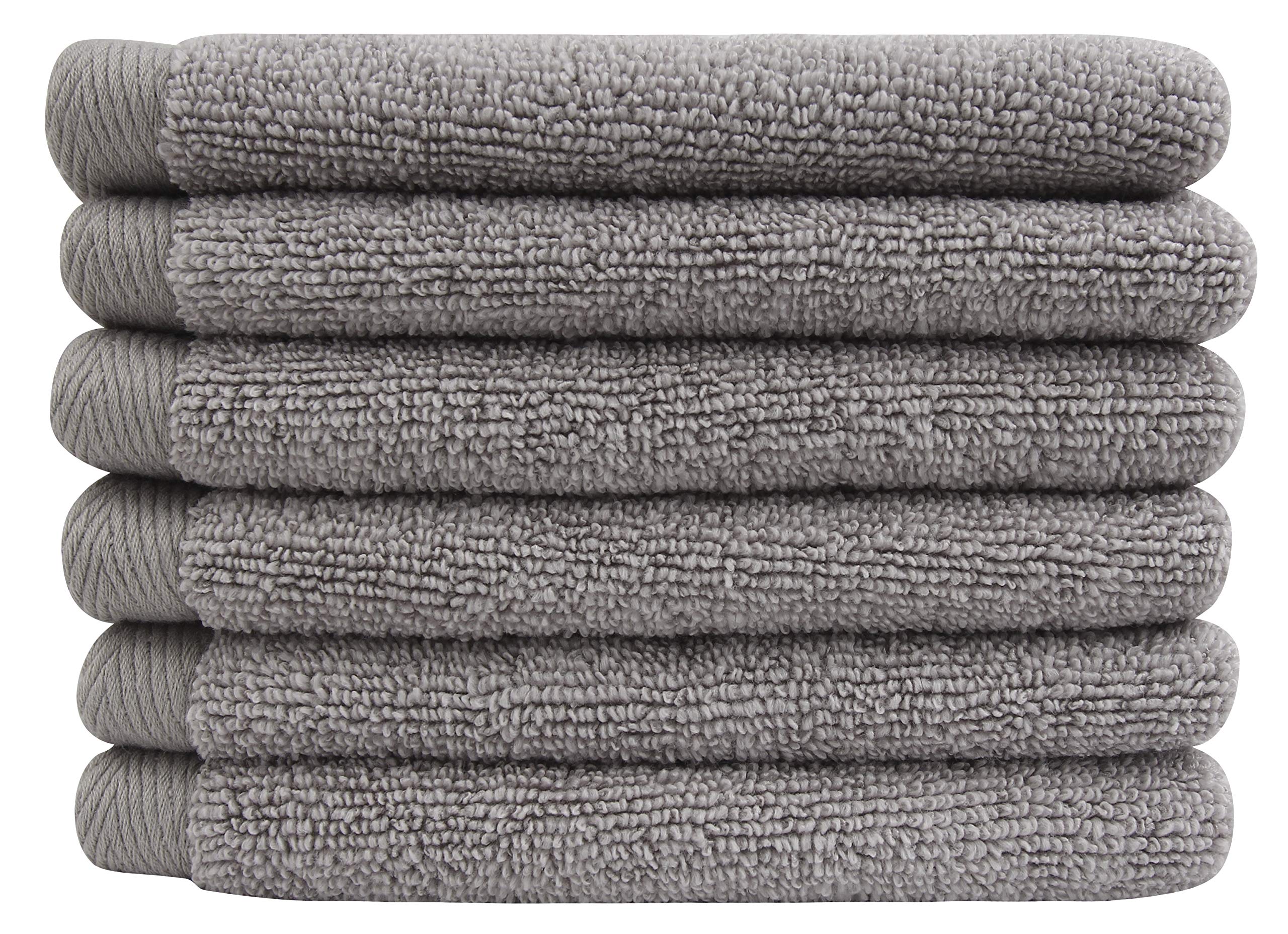 Everplush Flat Loop Quick-Dry Washcloth Towel Set, 6 Pc, Ash