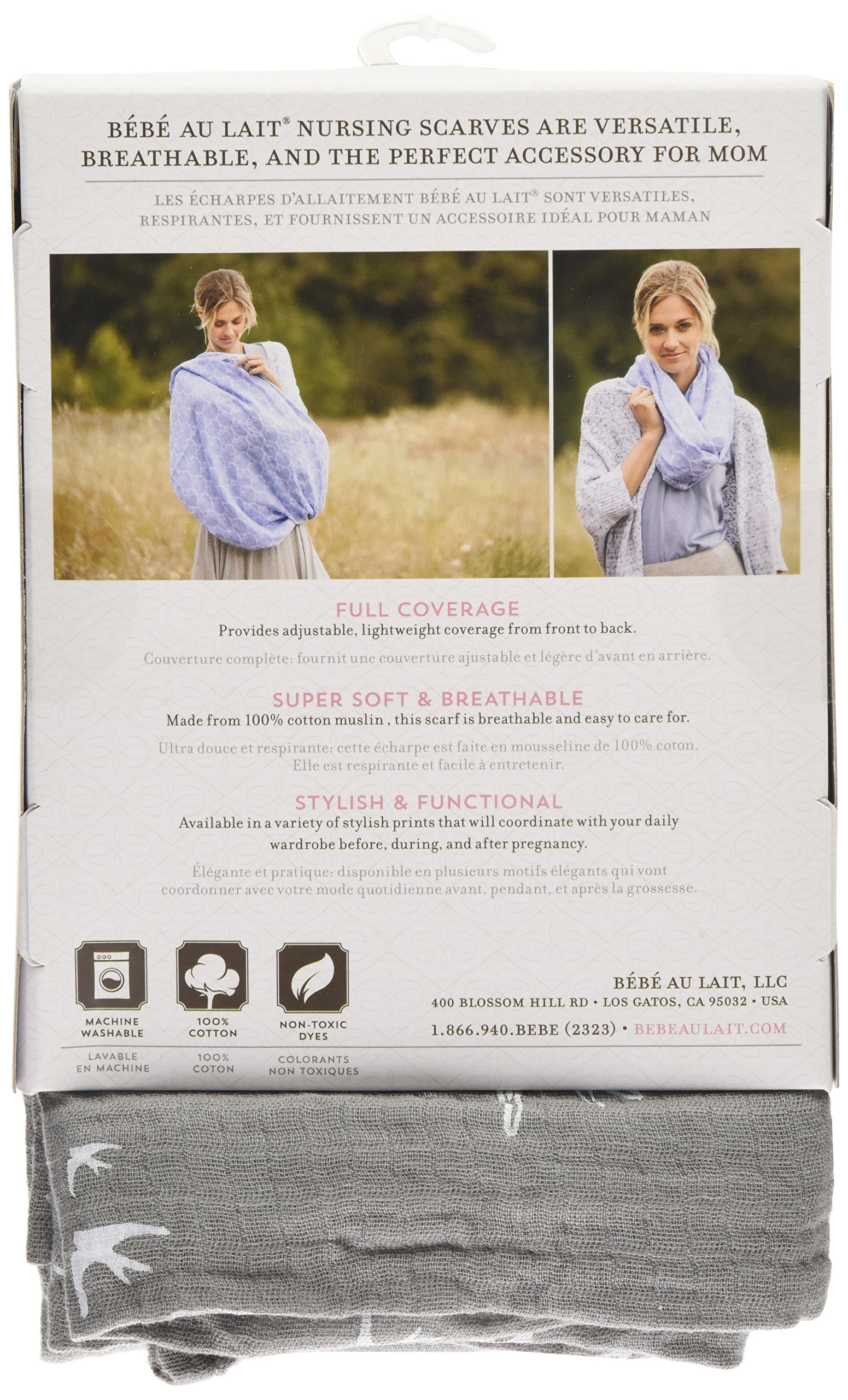 Bebe au Lait Premium Muslin Nursing Scarf, Lightweight and Breathable Cotton, One Size Fits All - Nightingale