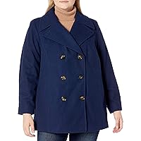 LONDON FOG Women's Double-Breasted Peacoat with Scarf