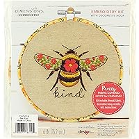 Dimensions Bee Kind Animal Embroidery Starter Kit for Beginners, 6