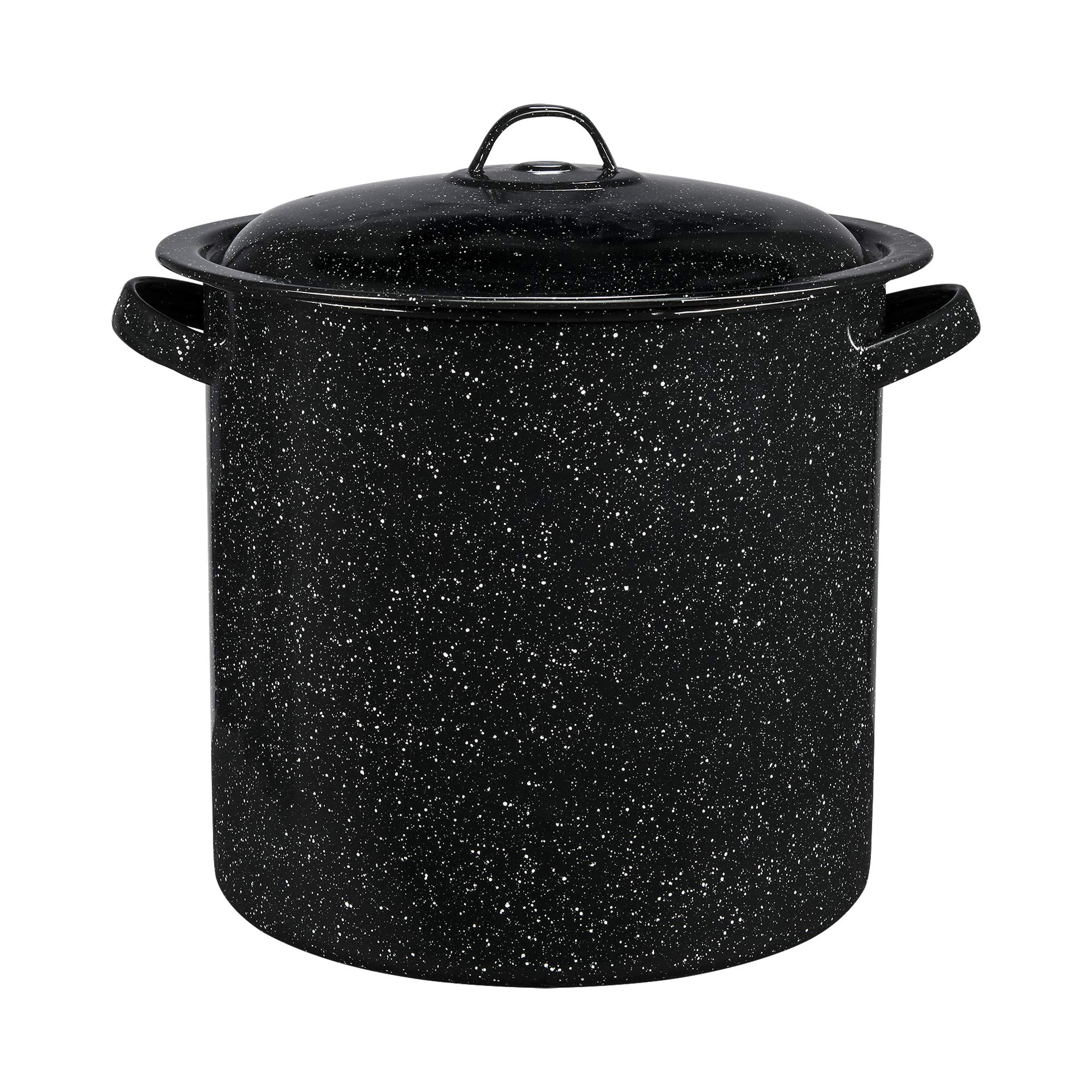 Granite Ware Enamel on Steel 15.5-Quart Stock Pot with lid, Speckled Black